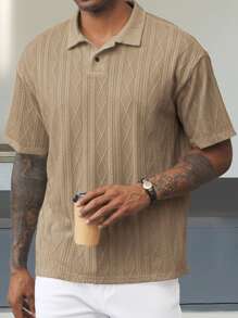 Manfinity Homme 男士翻领前扣短袖休闲 POLO 衫