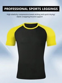 Gym Rark Boyfriend Style Men's Color Block Splice Raglan Sleeve Sports T-Shirt - Multicolor - View 4