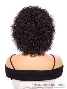 Transparente Spitzen Kurzhaar Locken Echthaar Perücke ohne Kleber, Naturschwarz, 12x1 Pixie Schnitt Wasser Welle Echthaar Lace Front Perücke mit vorbereiteter natürlicher Haaransatz