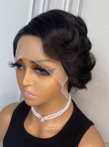 Straight Pixie Cut Wig T Part Transparent Lace Front Glueless Human Hair Wigs - S1 - View 4