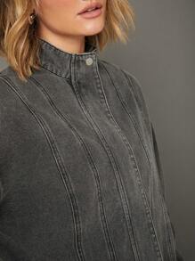 WESTFADE Premium Cotton Denim Boxy Jacket - Grey - View 5