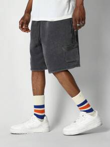 SUMWON Drop Crotch Cargo Short - Black - View 1