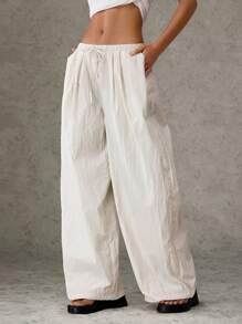 Forever 21 Calça Casual de Perna Larga com Amarração na Cintura de Cor Sólida - Damasco - Visão 4