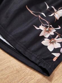 Conjunto de pijama / Pijama con estampado floral y lazo delantero - Multicolor - Ver 4