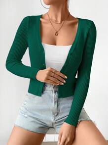 Chiquease Women's Slim-Fit Casual Solid Color Cardigan Fall Winter Cloth For Women - Green - View 4