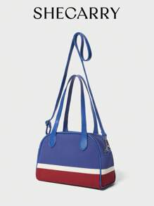 SHECARRY Women's Top Handle Bag  Summer Games 2024 College School Holidays Street Travel Sports Gym Bag France Paris Colorful Bowling Bag Red White Blue Gradient Color