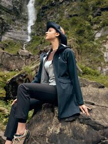 In My Nature Women's Zipper Drawstring Hooded Outdoor Jacket - Navy Blue - View 8