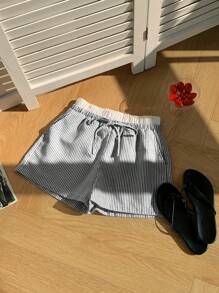 Comfortcana 夏季兩色條紋休閒短褲 - 黑與白 - 查看 6
