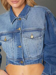 WESTFADE Chaqueta de camionero con mangas globo de denim de algodón premium