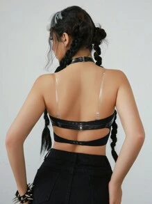 SHEIN Women's Hollow Chain Bra Accessory - Black - View 2