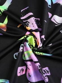 SHEIN Unity 发光彩色印花时尚吊带连衣裙迷你短款女装 - 彩色 - 查看 4