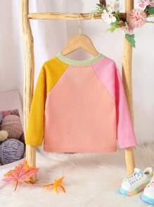 SHEIN Áo len dệt kim thêu colorblock cho bé gái, dày dặn, nhiều màu, thích hợp đi chơi, giải trí tại nhà, tụ tập - Nhiều màu - Xem 2