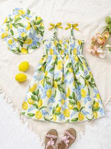 SHEIN Kleine Mädchen Sommerkleid mit Wassermelonen Muster, süß und lässig