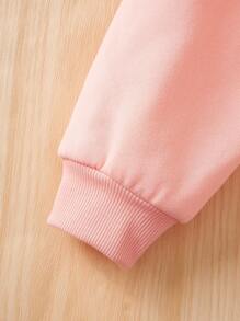 SHEIN Leap Crew Tween 女童宽松休闲拼色猫咪图案圆领套头衫 - 粉色 - 查看 4
