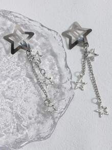 ROMWE Grunge Punk 1 Pair Punk Style Star Chain Hair Clips Claw Clips Hair Claws Hair Barrettes - Antique Silver - View 4