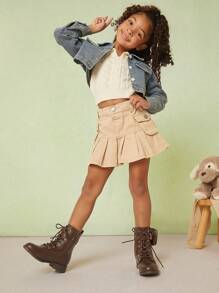 Mini mi 儿童时尚棕色系带战斗靴，带可拆卸袋，灵感来自 Proda，时尚，适合任何冒险 - 棕色 - 查看 4