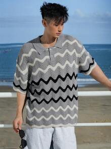 DAZY Top de punto a rayas de verano para hombre