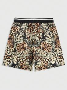 myriadwaveart Pantalones cortos de verano casuales con estampado de leopardo para hombres artistas, ideales para vacaciones, Año Nuevo, vacaciones y festivales