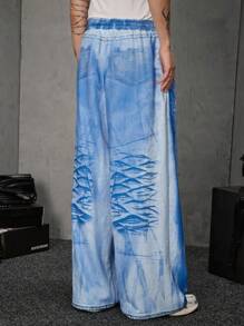 Manfinity UZERO Pantalón de chándal casual de pierna recta corte relajado con estampado de punto para hombre, Halloween