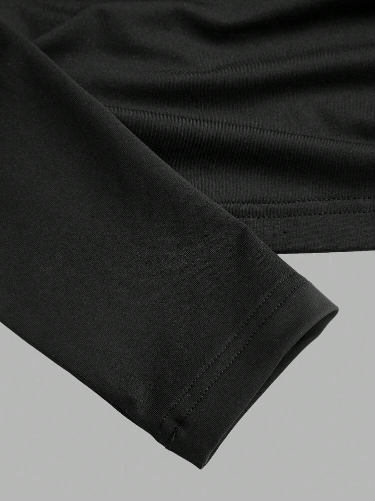 SHEIN EZwear 2 piezas Blusas de mujer de unicolor, cuello cuadrado, cintura entallada, manga larga, ajuste slim - Blanco y Negro - Añade 8