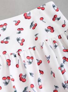 Sweetra Falda informal minimalista con estampado de cerezas para mujer - Blanco - Ver 5