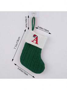 针织字母图案圣诞袜，小号圣诞英文字母挂袜，双面壁炉挂袜，派对装饰，新年派对礼物，个性化首字母圣诞袜，家庭节日圣诞派对装饰，生日家居装饰，圣诞装饰，房间装饰，冬季圣诞装饰，家居圣诞礼物，圣诞装饰 - 綠色 - 查看 4