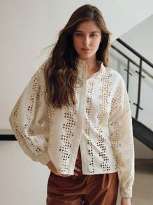 MOTF STUDIO SOLID SCHIFFY LANTERN SLEEVE SHIRT - White - View 2