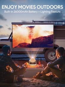 JMMO 投影仪、带 5G WiFi 的智能投影仪、户外便携式投影仪支持 4K 高清 150ANSI 流明、原生 1080P 视频电影投影仪配有支架（投影角度可调节 130 度）和电池兼容 PC/笔记本电脑 iOS/Android/HDMI 兼容/USB 情人节礼物情人节礼物 - 美国插头圣诞礼物、秋冬假期露营必备品度假配件、露营用品