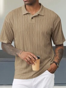 Manfinity Homme 男士翻领前扣短袖休闲 POLO 衫