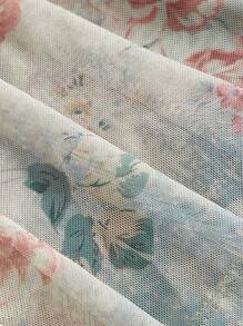 SHEINxHITOMI SHEIN MOD 女士复古印花长袖针织连衣裙，秋季连衣裙，绿色长袖连衣裙，荷叶边连衣裙，返校节连衣裙，舞会长裙，半正式连衣裙 - 橄欖綠 - 查看 3