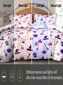 3 件套多色纤维万圣节南瓜城堡印花服装套装 - 彩色 - 查看 11