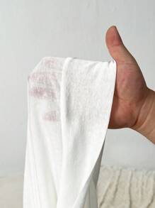 SHEIN SXY Biała, przezroczysta bluzka z długim rękawem na jedno ramię - Biały - Zobacz 8