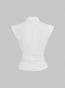 SHEIN MOD Ladies' White Dress Shirt With Necktie Decorated Front Button,Back To School Shirts,Fall Women Outfits,Office Wear,Going Out Tops,Frank Ocean,Women Shirts,Preppy Tops,Bachelorette Outfits,Rave Festival Outfits,Work Clothes,Concert Women Outfit