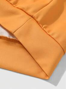 ROMWE MEN Men's Drawstring Hoodie With Flame Print And Front Tie Shorts Tracksuit Set - Yellow - View 7