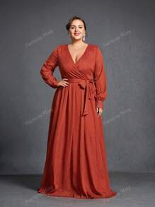 Plus Kombinezon z Rękawami Biskupimi Suknia Wieczorowa Dla Matki Panny Młodej Elegancka Sukienka Z Długimi Rękawami