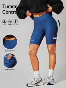 VARSITIE Shorts deportivos sin costuras con cintura ancha y sólidos