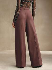 Anewsta 纯色口袋设计简约阔腿西装裤