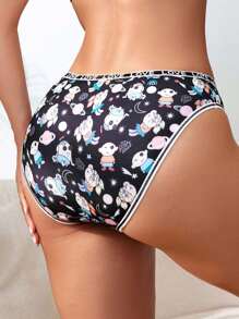 SHEIN Ropa interior tipo briefs cómoda y elástica con estampado lindo y de dibujos animados de amor para mujer