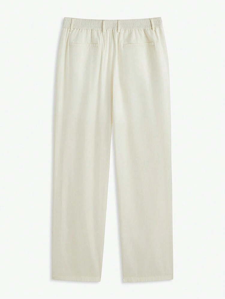 Men's Woven Regular Fit Straight Leg Casual Pants, Suitable For Autumn