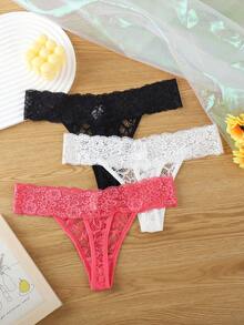 3 件装 女士蕾丝无缝内裤 - 彩色 - 查看 2