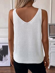 SHEIN LUNE Áo dệt kim không tay mùa hè có trang trí nơ, thường ngày - Nhiều màu - Xem 2