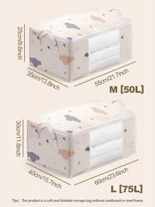 1 件家用被子收纳袋，衣服收纳盒，防尘卡通图案衣柜收纳袋，带手柄被子收纳袋，家庭多功能防尘衣物分类盒，家用（米色）装饰秋季装饰节日装饰房间装饰家居装饰秋季装饰卧室装饰圣诞节节日礼物