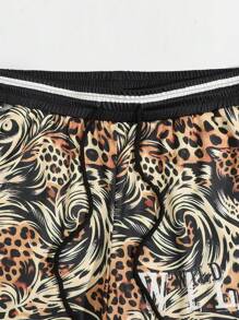 myriadwaveart Pantalones cortos de verano casuales con estampado de leopardo para hombres artistas, ideales para vacaciones, Año Nuevo, vacaciones y festivales