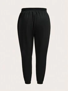 SHEIN SXY Loose Fit Graphic Print Sweatpants For Plus Size, Casual Fall/Winter