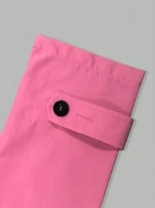 Chiquease 女式长款纽扣风衣，粉色，秋季 - 粉色 - 查看 4