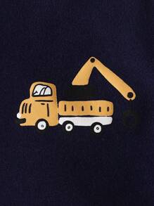 2pcs Baby Boy's Snug Fit Cartoon Car Printed Long Sleeve Top And Pants Knit Comfy Pajamas Set - Multicolor - View 4