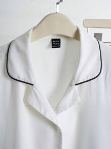 TaskEZ White And Navy Blue Nurse Wear Clothes For Women | Hospital Uniform For Nurses | Clinic Uniforms | Hospital Uniform Contrast Trim Short Sleeve Top And Long Pants  Scrubs Set  Scrub Sets  Uniform Coat Fits For Nurse, Pharmacist, Beautician, Dentist, Physician, Nurse Practitioners, Lab Staffs - Multicolor - View 11