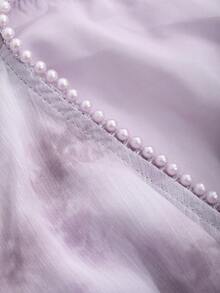 DAZY Women's Spring Summer Elegant Floral Allover Print Lantern Sleeve Dress