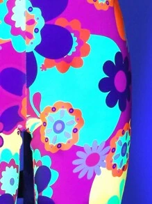 SHEIN Unity Summer Fashion Glow-In-The-Dark Floral Print Hollow Out Halter Jumpsuit, Assorted - Multicolor - View 6