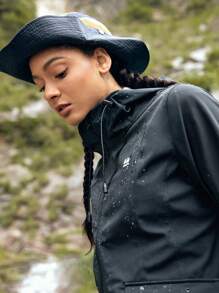In My Nature Women's Zipper Drawstring Hooded Outdoor Jacket - Navy Blue - View 6